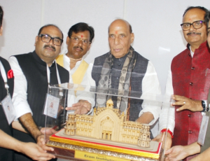 Hon'ble Defence Minister Sri Rajnath Singh and Deputy Chief Minister Sri  Brijesh Pathak felicitated Eram Institutions Management on campus arrival.